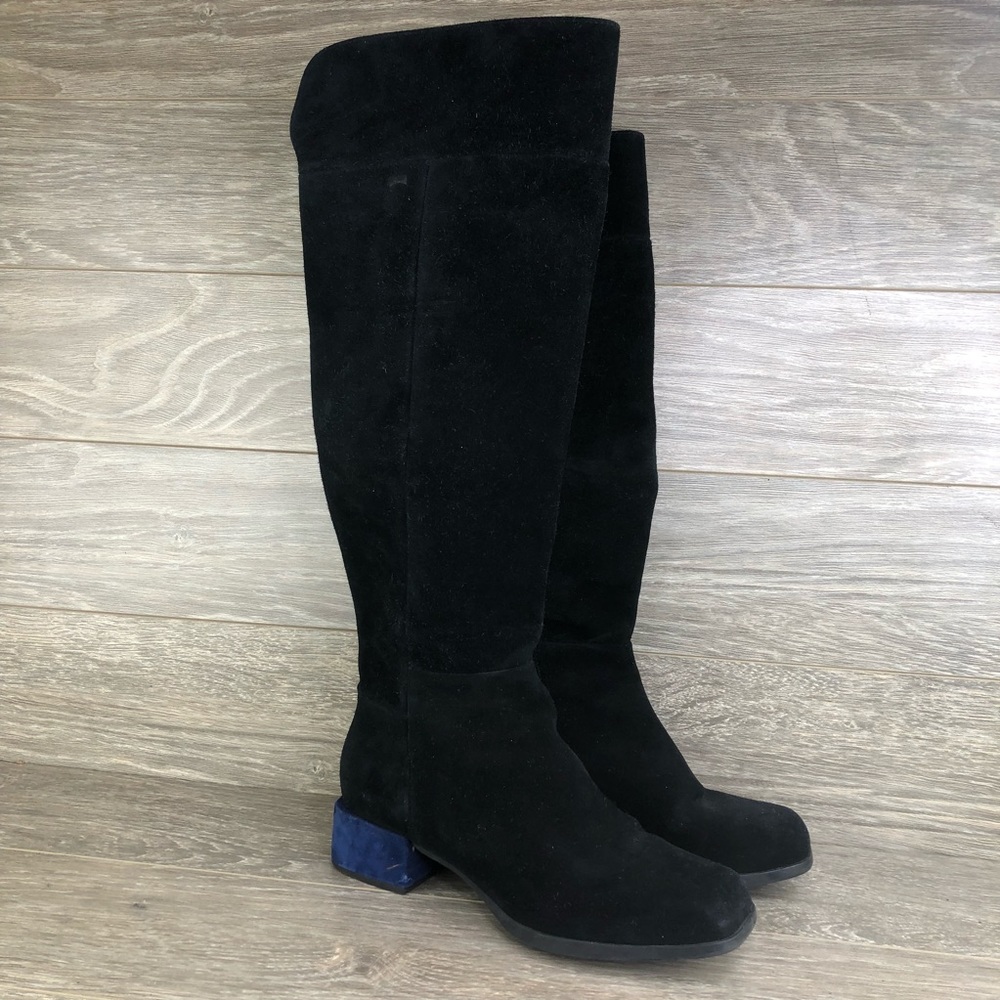 CAMPER • Black Suede Black Heel Tall Boots